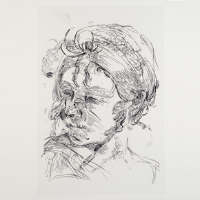 Glenn Brown, Drawing 45 (after Reni), 2014, ink on polypropylene, 45 x 30 cm, Courtesy de l’artiste et de la Galerie Max Hetzler, Berlin | Paris
