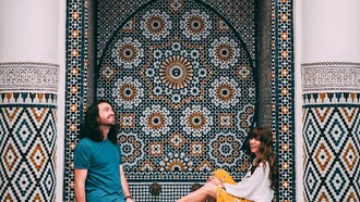 couple enjoying architecture at Dar Si Said Museum in Marrakesh