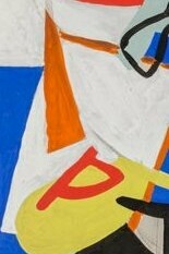 Detalle de "Sin título (Estudio para mural)", gouache sobre papel, Lee Krasner, 1940