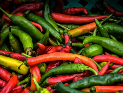Hot peppers representing spicy food