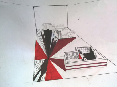 Emanuele Rocchi, Maurizio Esposito, Alessandro Ligato, Veronica Vescio, Massimo Massimi, Giuseppe Silvi, Lucia Provenzano, Monica Ambrosecchia, Inverso di città, disegno di studio