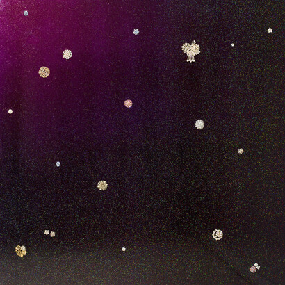Carlos Rolón/Dzine, Constellation Lovers, 2014, Pearlized automotive paint, metal, quartz crystals on aluminium panel