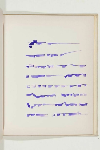 Mirtha Dermisache, Livre 3, 1970. Bound book, ink on paper, 12 7/8 x 10 inches (32.7 x 25.4 cm). Private, Collection, Courtesy Henrique Faria Fine Art, New York.