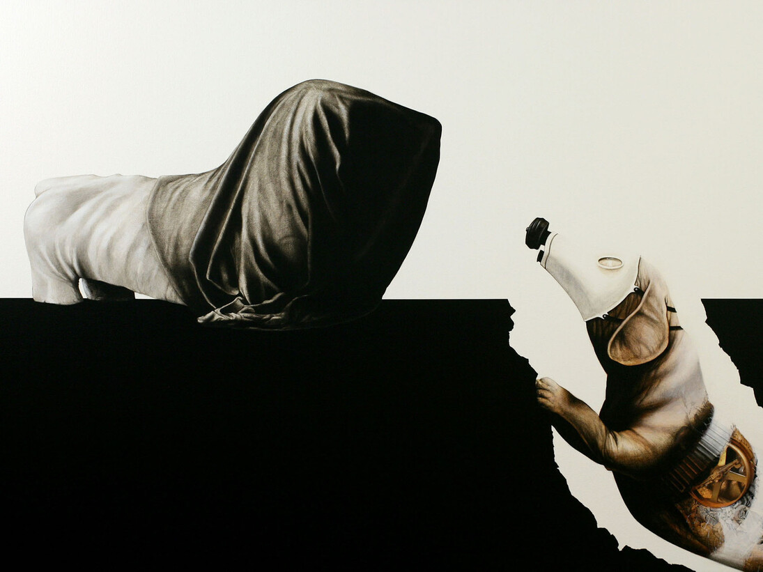 Gerard Ellis, "I Want To See You”, (From the Sacred series), 40" x 67", Acrylic and collage on canvas, 2017. Courtesy of Lyle O. Reitzel Contemporary Art Gallery