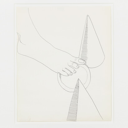 Andy Warhol, Foot and Geometric Shapes, 1961, Black ballpoint on manila paper, 17 x 14 inches (paper) (43.2 x 35.6 cm). © The Andy Warhol Foundation for the Visual Arts, Inc. Courtesy Anton Kern Gallery, New York