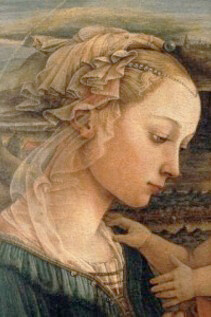Filippo Lippi, Madonna col Bambino e Angeli detta Lippina, particolare della Madonna-Lucrezia Buti