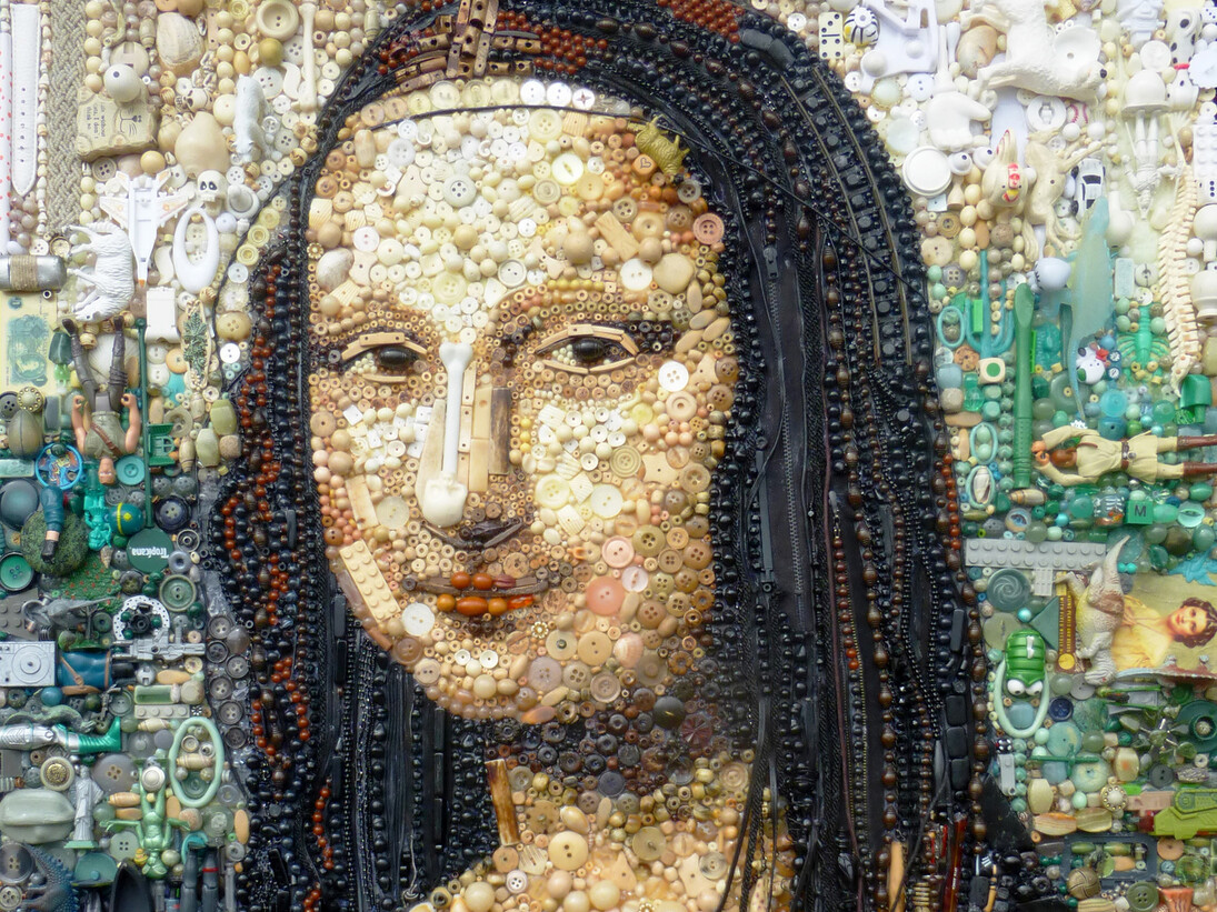 Jane Perkins, Mona Lisa, after Da Vinci, 2014, mixed media