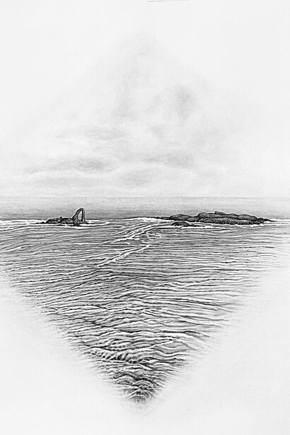 Colette Robbins, The Bastion, 2014, Graphite on paper, 40 x 60 inches