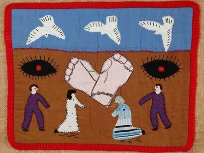 Chilean Arpilleras wall hanging: Dónde están nuestros hijos, Chile, Roberta Bacic's collection. Photo © Martin Melaugh