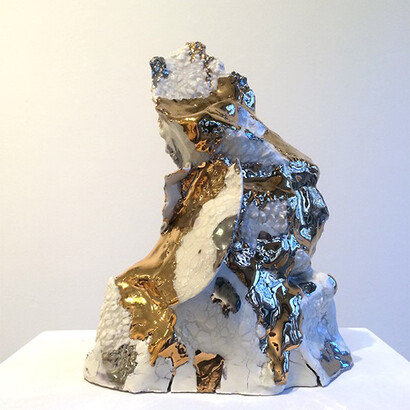 Saira McLaren, Untitled, 2014, glazed porcelain with gold lustre, 20 x 10 x 10 inches