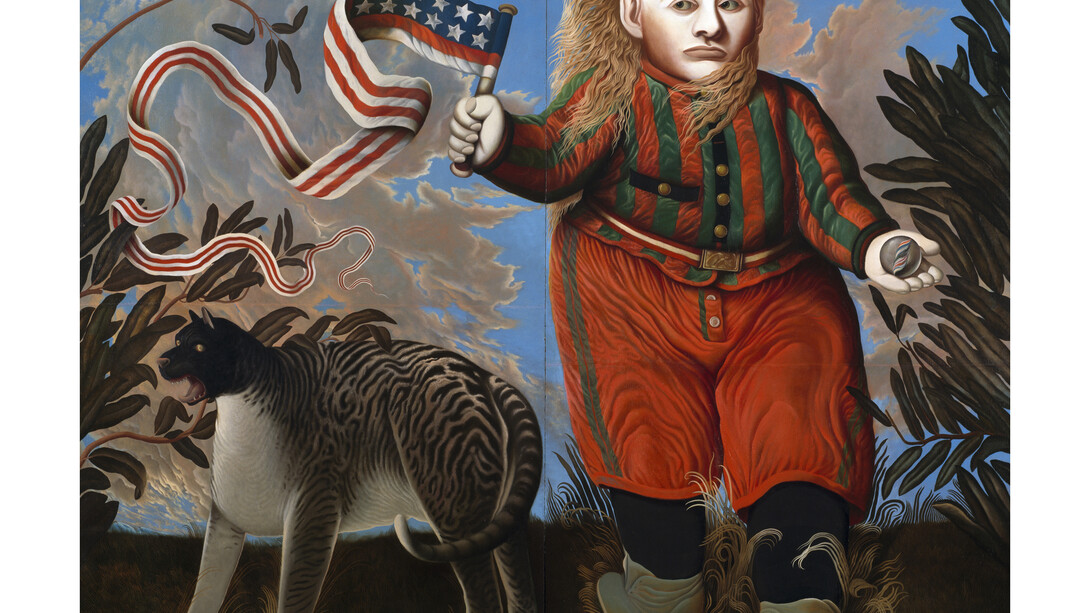 The American Boy, 1971, Oil on board, Size 21 x 24 cm, Glasgow Life (Glasgow Museums) on behalf of Glasgow City Council, © John Byrne / Bridgeman images
