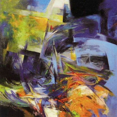 Helder Bandarra, Vibrações (diptico), 2013, técnica mista sobre tela, 120 x 240 cm
