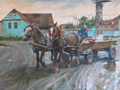 Tom Hoar, Horse and Cart at dawn, Viscri 