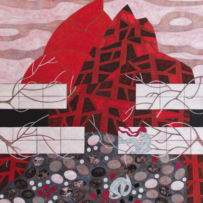 Marianna Bussola, Dove una volta c’era stato il mare (2008), acrilici e matite su tela 70x70 cm