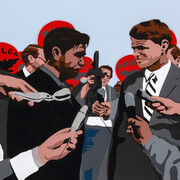 Carlos Francisco Jackson, Huelga (detail), 2009, screenprint on paper, Gift of Drs. Harriett and Ricardo Romo, 2019.50.4. Courtesy of H’Art Museum