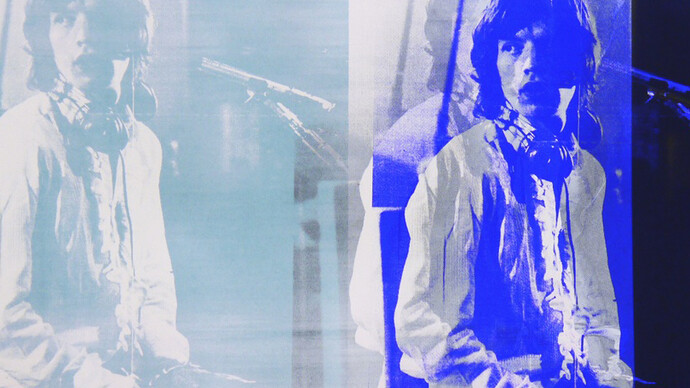 Kate Gibb, Electric Mick (1) detail, Teal, Ink, Blue, Black - 3 Colour Screenprint on Somerset Satin Paper, 152.4
x 103 cm
