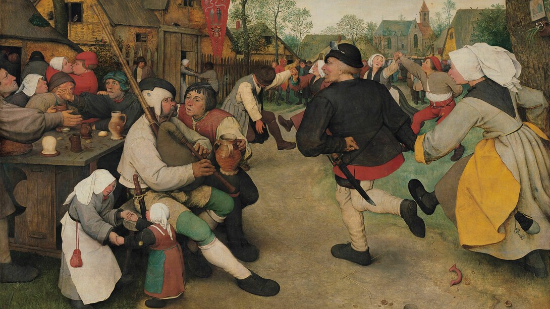 The Peasant Dance (ca. 1567) by Pieter Bruegel the Elder depicts individual drops joining hands, losing themselves in the shared, grounding flow of human connection