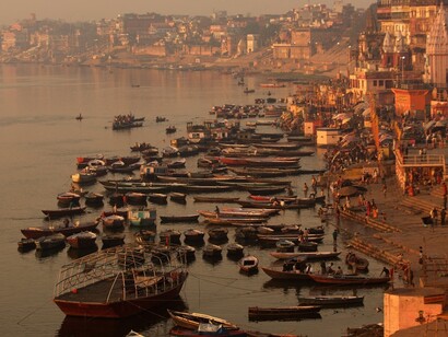 India. El Ganges en Varanasi