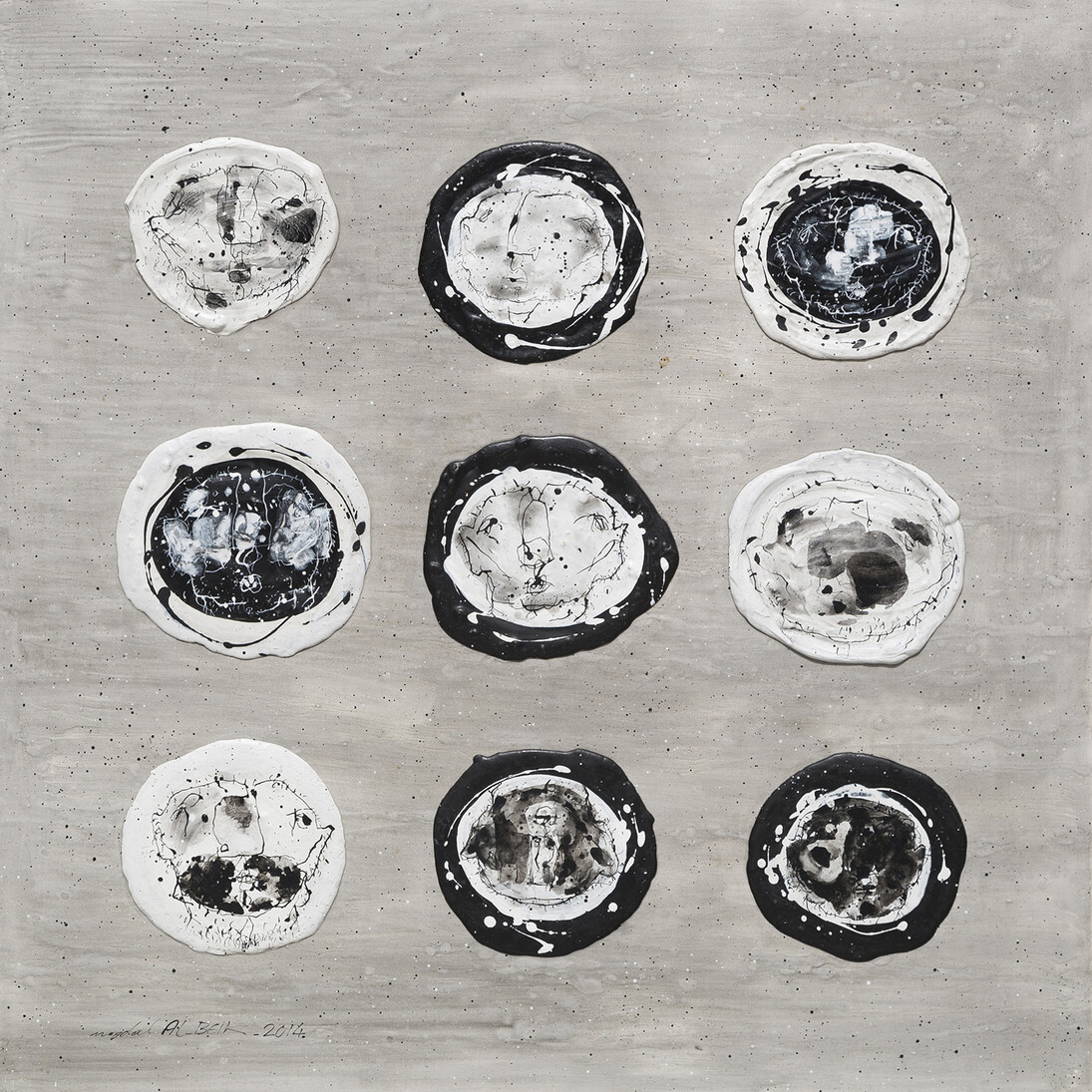 Abdul Karim Majdal Al-Beik, Faces from Under the Rubbles, 2015, Mixed media on canvas, 120 x 120 cm