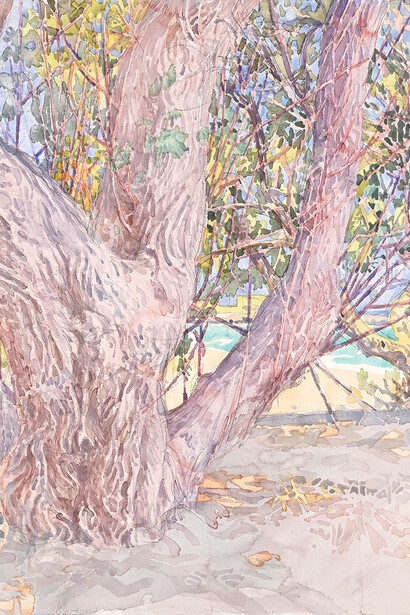 Dimitri Katsigiannis, en plein air, painting in exhibition. Courtesy of Skoufa Gallery 