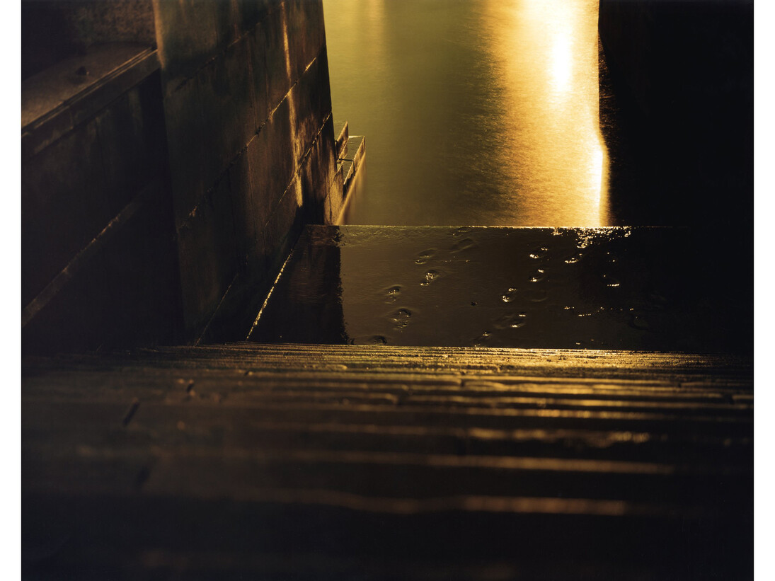 © Luxemburg, Rut Blees. 'Nach Innen  In Deeper', 1999, C type print of steps leading down to water river Thames