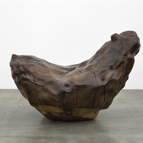 Alma Allen, Not Yet Titled, 2014, Claro walnut, 35 x 32 x 52 inches. Courtesy of the artist and Blum & Poe