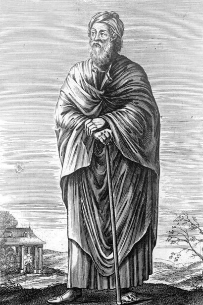 Senofane, filosofo greco antico. Da "The history of philosophy" di Thomas Stanley (1655)