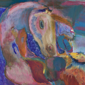 Carole Gibbons, White Horse in Landscape c.1987, oil on canvas, 56 x 56 in, 142 x 142 cm