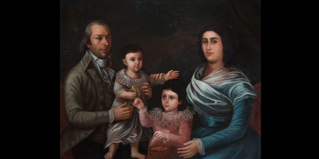 Josef Salazar y Mendoza, Don Antonio Mendez (1750-1829) and His Family, oil on canvas, 36 x 49 in, 1795, Collection of Mr. and Mrs. Robert J. Patrick