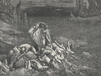 Canto VII, Iracondi. Gustave Doré, illustrazione dell'Inferno di Dante, 1861