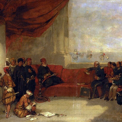 David Roberts, Mohamed Ali riceve il console britannico ad Alessandria, il 16 maggio 1839, nel suo palazzo locale. Opera del pittore scozzese 