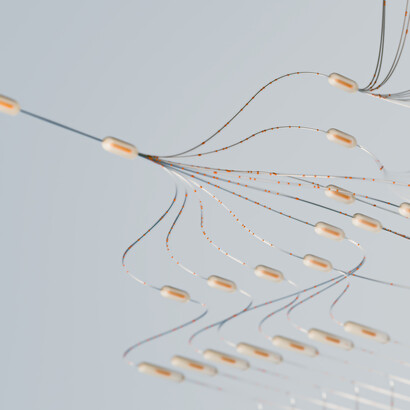 Arte imaginada por Novoto Studio do que seria a inteligência artificial e os algoritmos em funcionamento