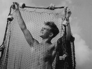Keith Vaughan, Boy Holding up Fishing Net, 1939 © the estate of Keith Vaughan, Courtesy of Austin / Desmond Fine Art

