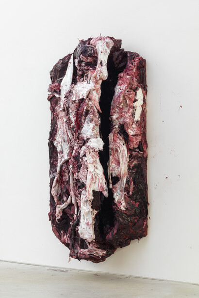 Anish Kapoor, Three Days of Mourning, 2016. Silicone, paint, 250 x 120 x 70. Photograph: Dave Morgan ©Anish Kapoor. All Rights Reserved SIAE, 2023. Courtesy of Fondazione Palazzo Strozzi
