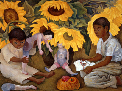 Diego Rivera; Niños con girasoles, 1943 (detalle)