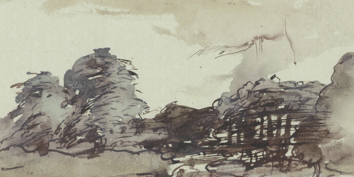 Horst Janssen (1929–1995), Landschaft in Holstein – Hommage à Claude Lorrain, 4. August 1972