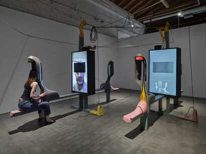 Neïl Beloufa, Call and response, exhibition view. Courtesy of François Ghebaly Gallery