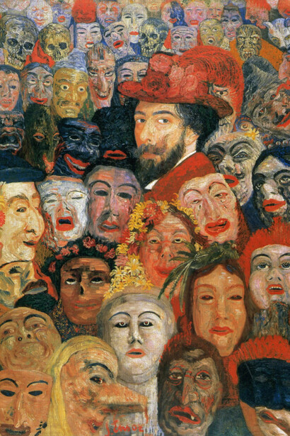 James Ensor, Autorretrato con máscaras (1889)