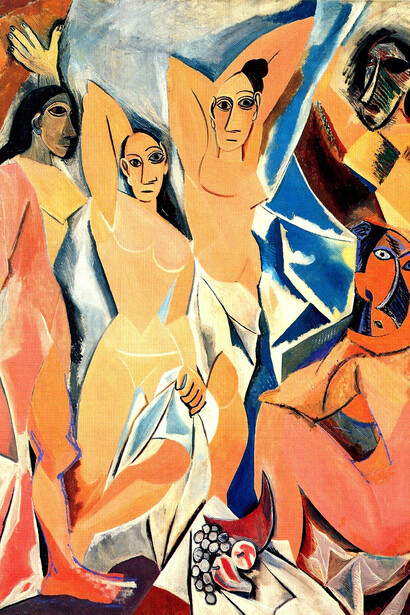 Pablo Picasso. "Las señoritas de Avignon" (1907). Óleo sobre lienzo, 243,9 cm × 233,7 cm. Museum of Modern Art, Nueva York. 