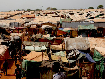 A camp for displaced people in Wau, South Sudan, during the 2017 civil war