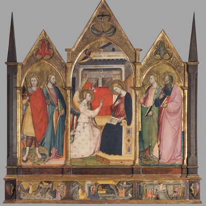 Bicci di Lorenzo, Annunciazione e santi, Stia, Pieve, cm 197 x 191