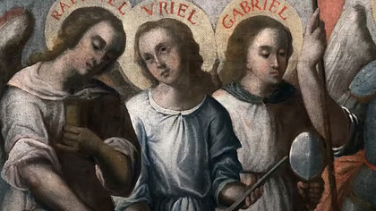 Anónimo. Detalle de Los siete arcángeles de Palermo (1563-1919), oleo sobre tela. Museo Pedro de Osma, Lima, Perú