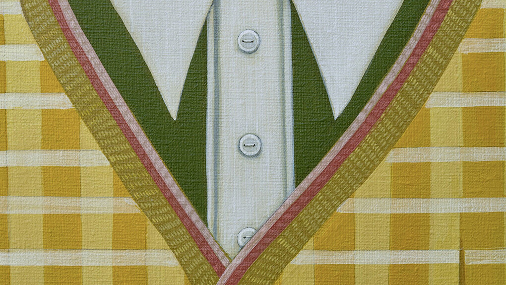 Angela Burson, Plaid cardigan (detail), 2025. Courtesy of Hashimoto Contemporary Gallery