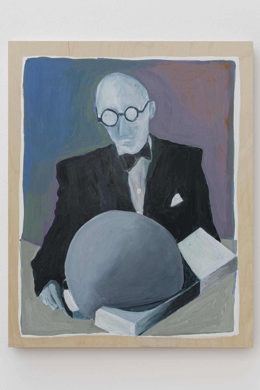 Pam Lins, Corbusier with Model, 2015, gesso and acrylic on panel, 20 x 16 inches (50.8 x 40.6 cm)