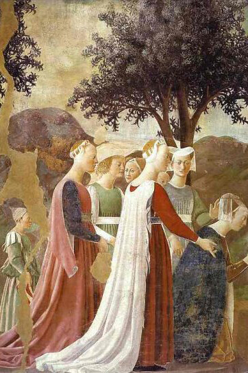 Piero della Francesca - L'adorazione del Legno e l'incontro di Salomone con la regina di Saba (dett.)
