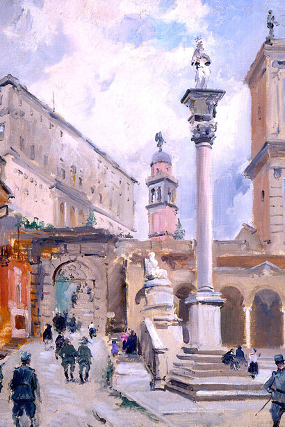 Italico Brass, Piazza Vittorio a Udine, 1915, olio su tela 46 x 38 cm