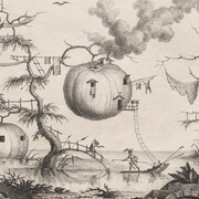Filippo Morghen, Suite of the most notable things seen by John Wilkins erudite English bishop during his famous voyage from the Earth to the Moon … dedicated to Sir William Hamilton ambassador to the court of Naples: pumpkins used as dwellings to be secure against wild beasts, about 1769. Courtesy of the Cleveland Museum of Art