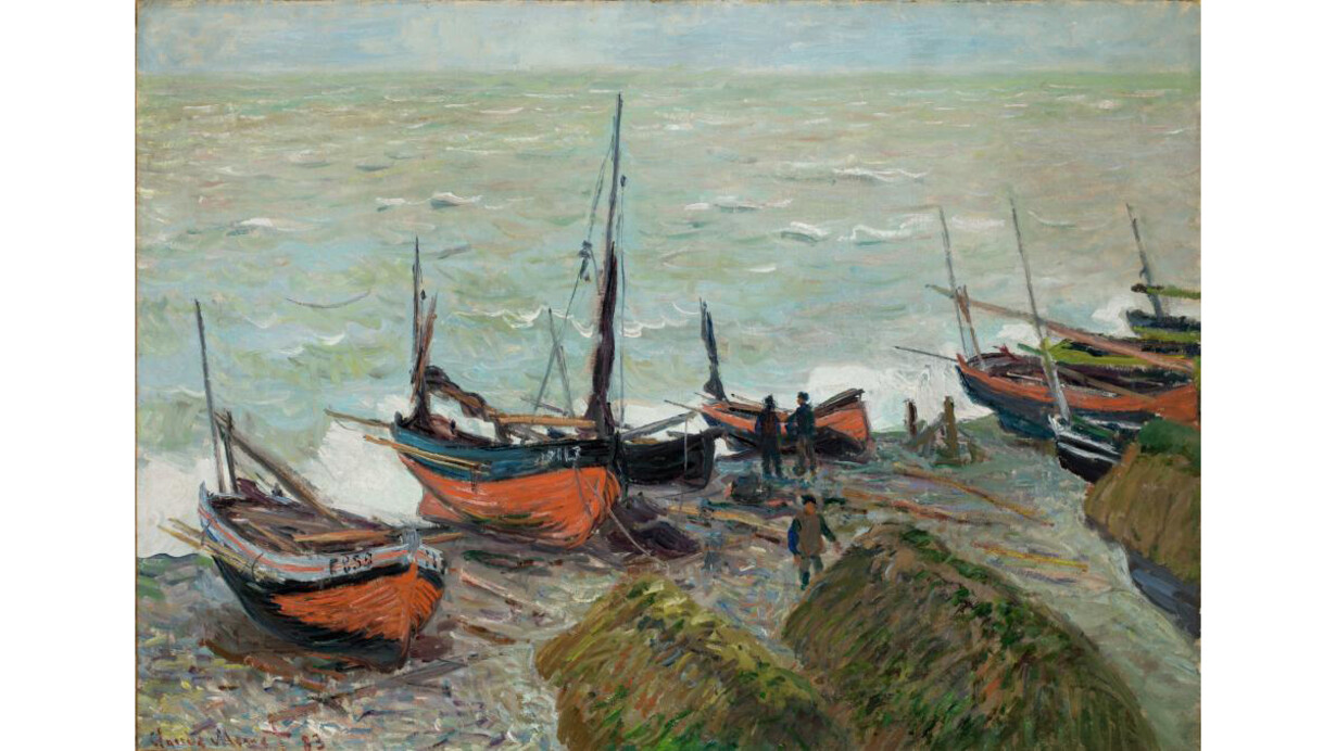 Claude Monet, Fishing Boats (Bateaux de pêche), 1883. Oil paint on canvas; 25-3/4 x 36-1/2 in. Denver Art Museum: Frederic C. Hamilton Collection, bequeathed to the Denver Art Museum