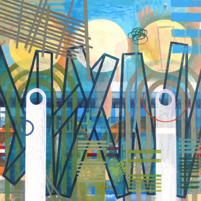 Twim pillars, 60 x 40cm acrylic on canvas, 2015