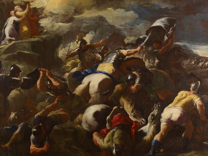 Ni hablar de las barbaries cometidas por los vencedores y ocultadas o endulzadas por los historiadores. Giuseppe Simonelli (1650–1710)
"La batalla entre los israelitas y los amalecitas", 1689-1690, óleo sobre lienzo. Galería de Arte de Ontario, Canada